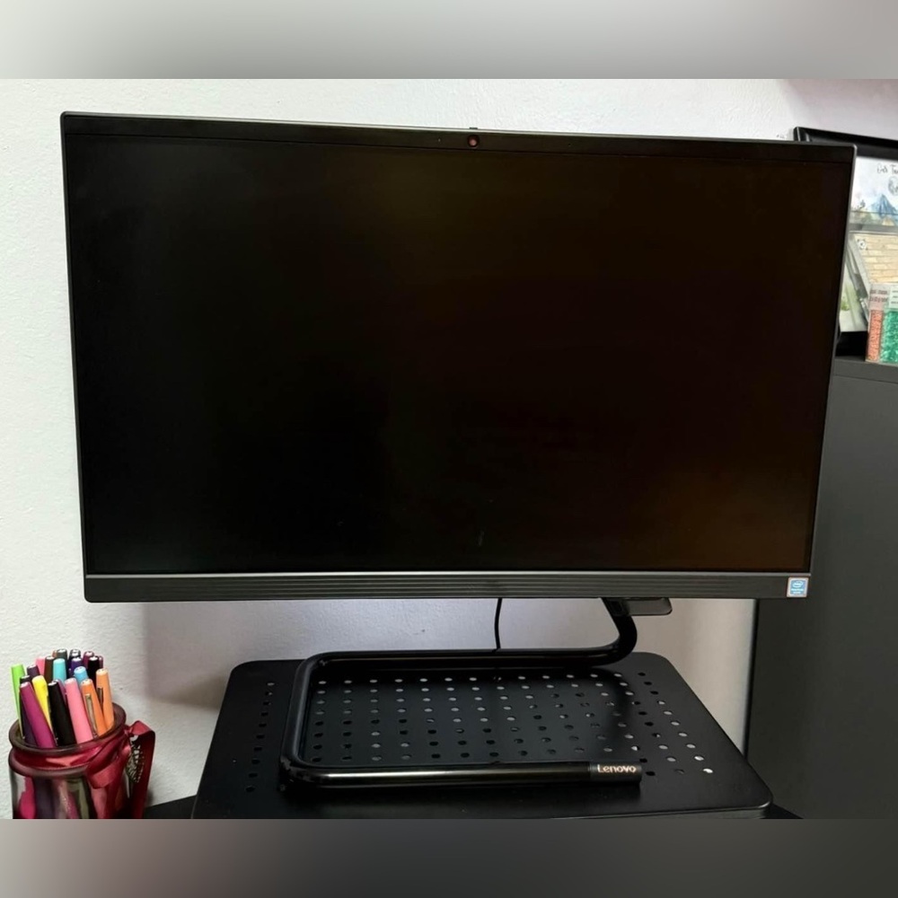 Lenovo Black Office Setup with Sleek Design